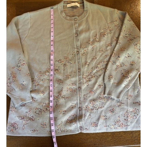Wool Blend Cardigan Womens XL 46 Floral Embroidered Boho Cottagecore Sweater - Picture 4 of 6